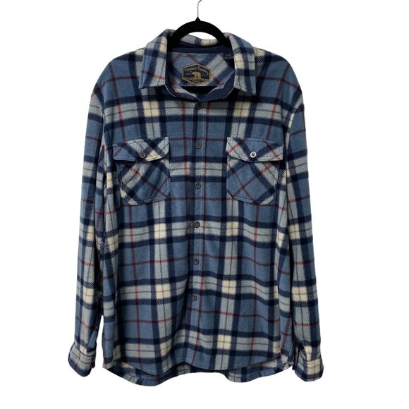 FREEDOM FOUNDRY FLEECE SHIRT SHACKET MENS XL PLUSH BUTTON UP BLUE LUMBERJACK - Picture 1 of 10
